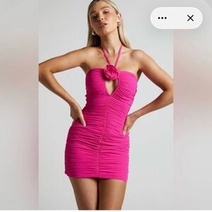 Runaway The Label Rosette Mini Dress in Fuschia